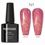 MAYCHAO Glitter Gel Nail Polish 7.3ml Semi-permanent Sequins Shiny Gel Base Top Coat Soak Off UV LED Varnish Nail Art Decoration