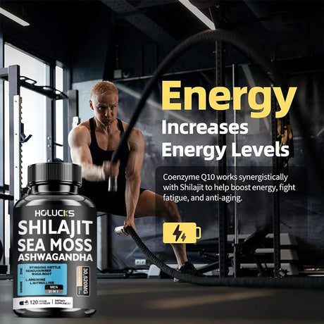 Premium Sea Moss Shilajit Ashwagandha Herbal Capsules, Boost Energy, Immune Support, Enhance Vitality & Overall Wellness