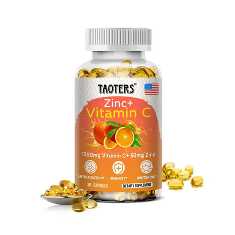 Taoters Vitamin C + Zinc Supplement - High Absorption - Immune System, Skin Health Vitamins - Antioxidant Supplement