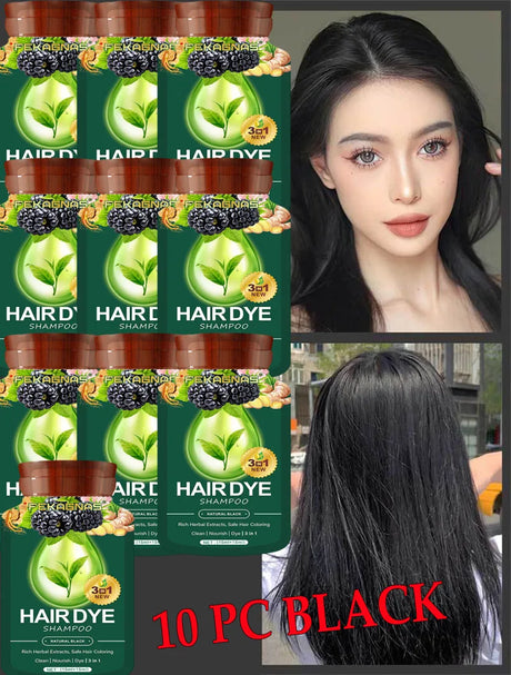 Pure Natural Herbal Hair Dye Shampoo Change Hair Color Cover Gray Hair White Hair Treatment Bubble Plant Hair Dye Hair Care