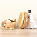 Wet Dry Skin Body Brush Natural Pig Bristles Dry Skin Exfoliating Body Massage Cleaning SPA Tool For Cellulite Lymphatic Drainag
