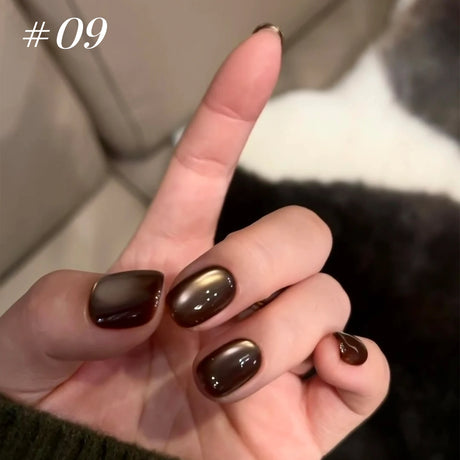 12ml 1-21pcs Brown Gold Cat Eye Gel Nail Polish Hot Selling Winter Whitening Magnet Gel Polish Gold Nails Nail Supplies Nail Art