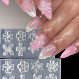 Ice Flower Nail Silicone Mold Lily Five-Petal Flower Nail Transparent Mold 3D Pink Floral Shape Decoration Manicure Design Tools