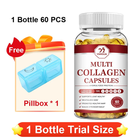 YIMIDUK Multi Collagen Peptides 1500mg Capsules, Supports Skin, Hair, Nails, Joint & Bone Health, Digestion & Daily Vitality
