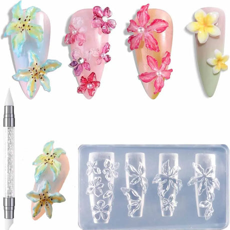 1Pcs 3D Bowknot Silicone Nail Art Mold 90Shapes Sweet Ribbon Nails Templates DIY Design Manicure Stencils For Nail Charms Molds