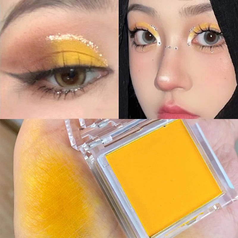 Green Mango Yellow Eyeshadow Matte High Pigment Eyeshadow Makeup Palette Soft Brightening Face Matte Velvet Eye Shadow Powder