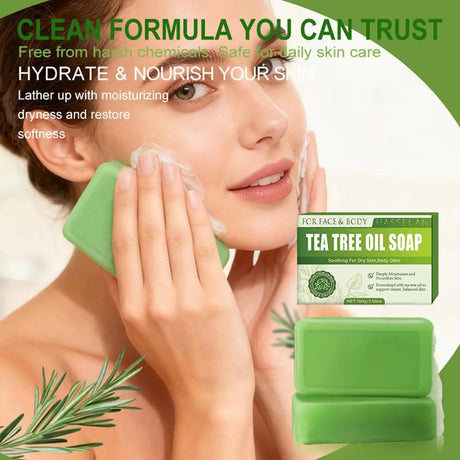 1/2/3pcs Tea Tree Soap,Relief Soap Bar, Moisturizing Exfoliate Relieve Cleansing Soap, Natural Bath Soap for Body and Face