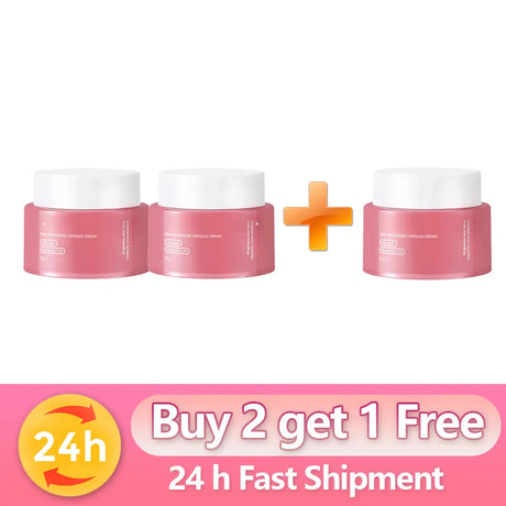 Niacinamide Collagen PDRN Face Cream - Korean Pink Capsule Moisturizer, Non Greasy & Brightening for Uneven Skin Tone