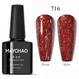 MAYCHAO Glitter Gel Nail Polish 7.3ml Semi-permanent Sequins Shiny Gel Base Top Coat Soak Off UV LED Varnish Nail Art Decoration