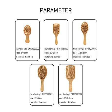 Bamboo Hair Brush Women Styling Hair Comb Hairbrush Wide Teeth Bamboo Combs for Hair Smooth  Massage Scalp Brush Barber Comb