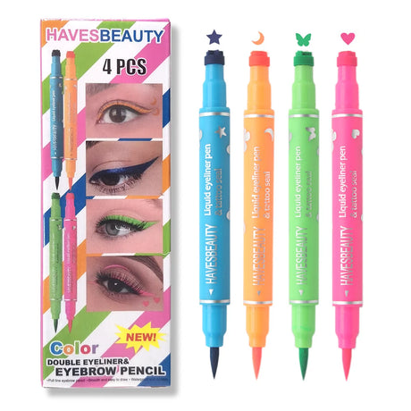 Dual-Ended Color Pattern Stamp Eyeliner, Waterproof