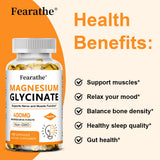 Magnesium Glycinate 400mg Capsules, Support Muscle, Bone, Heart, Nerve, Sleep Quality & Immune System Health, Non-GMO