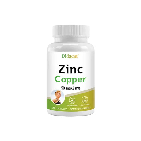 Zinc + Copper Capsules - Support Healthy Skin and Immune System, Increase Vitality, Skin Care