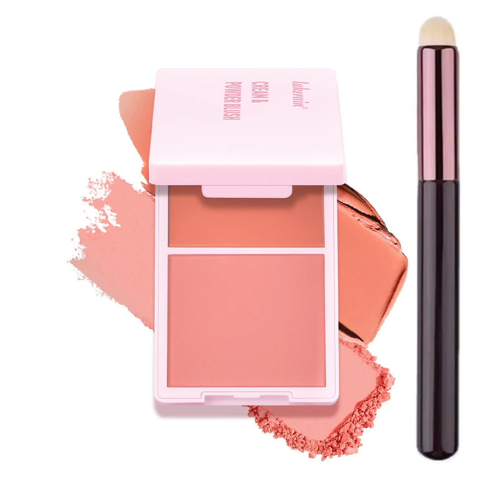 2Color Blush Cream and Brush Powder Long-lasting Wearing High Pigment Natural Matte Blush For Girl Blush Cosmtics