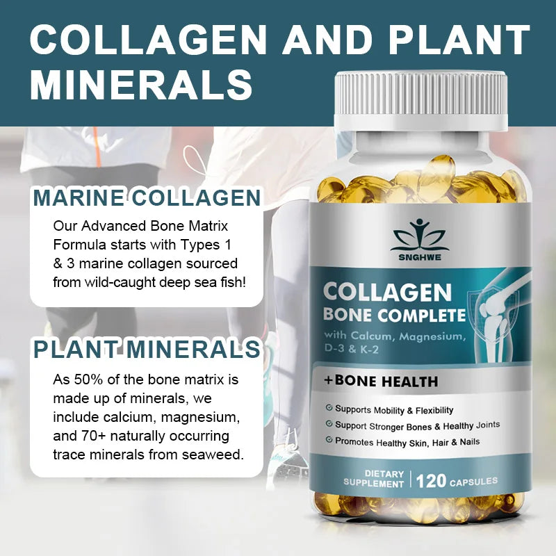 Bone Collagen Capsules 120 Count Supports Joint Cartilage Collagen Production Calcium Absorption And Immune System Health