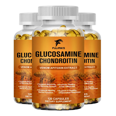 Glucosamine Chondroitin Capsules Vitamin C Nutrition Dietary Supplement Bone Knee Back Health Joints Mobility
