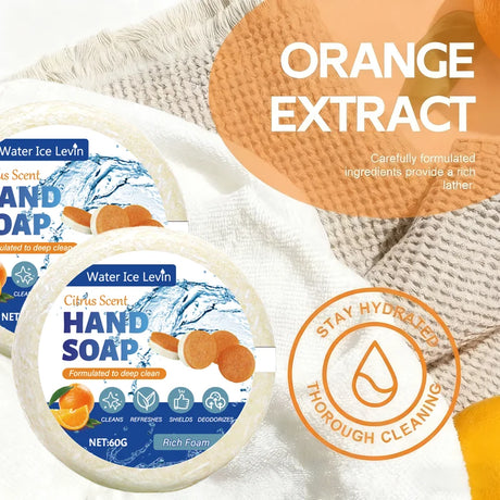 Hyaluronic Acid & Collagen Hand Soap, Deep Cleansing Moisturizing Citrus Scented Liquid Soap for Smooth Hands 60g