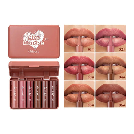 6-color mini lip liner and lipstick pencil, long-lasting waterproof 2-in-1 lip liner and lipstick, sexy matte finish.