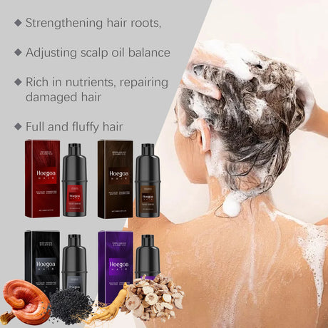 Herbal Hair Dye Shampoo Nourishing Repair Scalp Long Lasting Black Brown Red Puple Color Hair Color Shampoo Home Use Women Men
