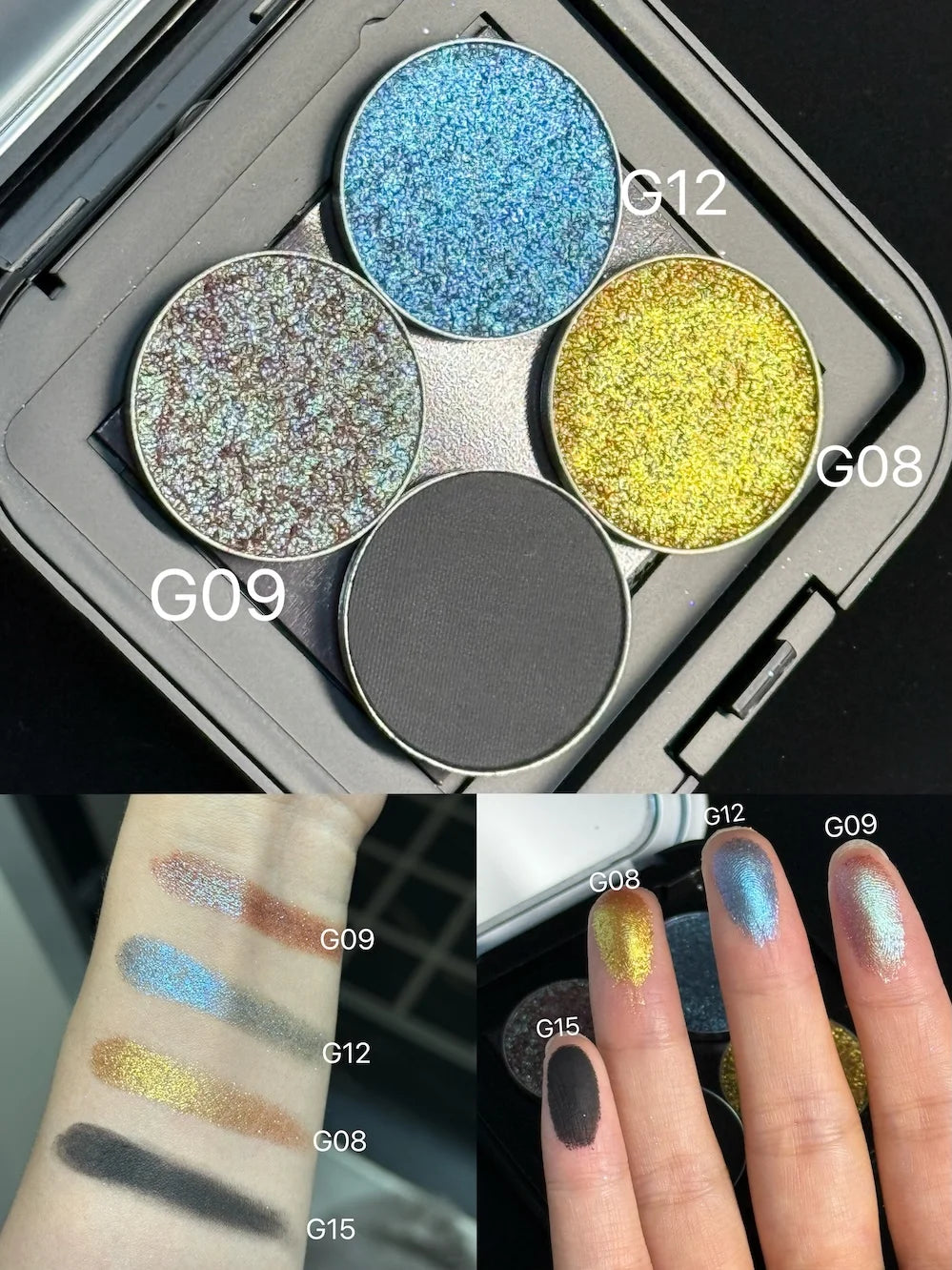 Single Chameleon Eyeshadow Matte Powder Metallic Highgloss Glitter Shimmer Longlasting Combined by Self Gift Disk