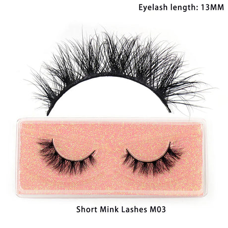 LEHUAMAO 12mm-15mm Short Natural 3D Mink Lashes Fluffy Wispy False Eyelashes 100% Cruelty Free Eyelash Extensio Face Makeup