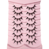 New 14/10/7/5Pairs Manga Lashes Natural Eyelashes Soft Cross Wispy Clear Band False Eyelashes Doll Eyes Lashes Cosplay Extension
