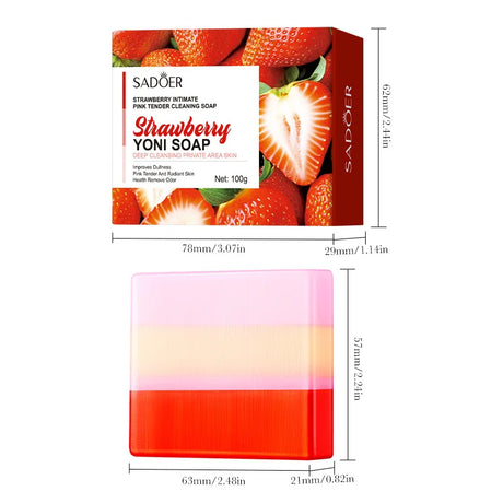 Strawberry Intimate, Soft, And Tender Cleaning Soap, Moisturizing Fragrance Handmade Soap For Women, Contains Bubble Net