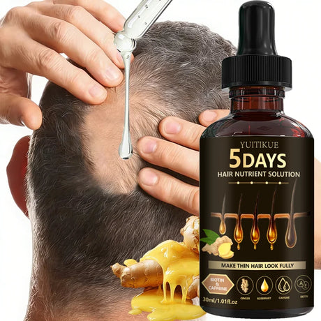 YUITIKUE Hair Nutrient Serum - Infused With Biotin, Caffeine & Ginger, Nourishes For Fuller-Looking Hair, 30ml