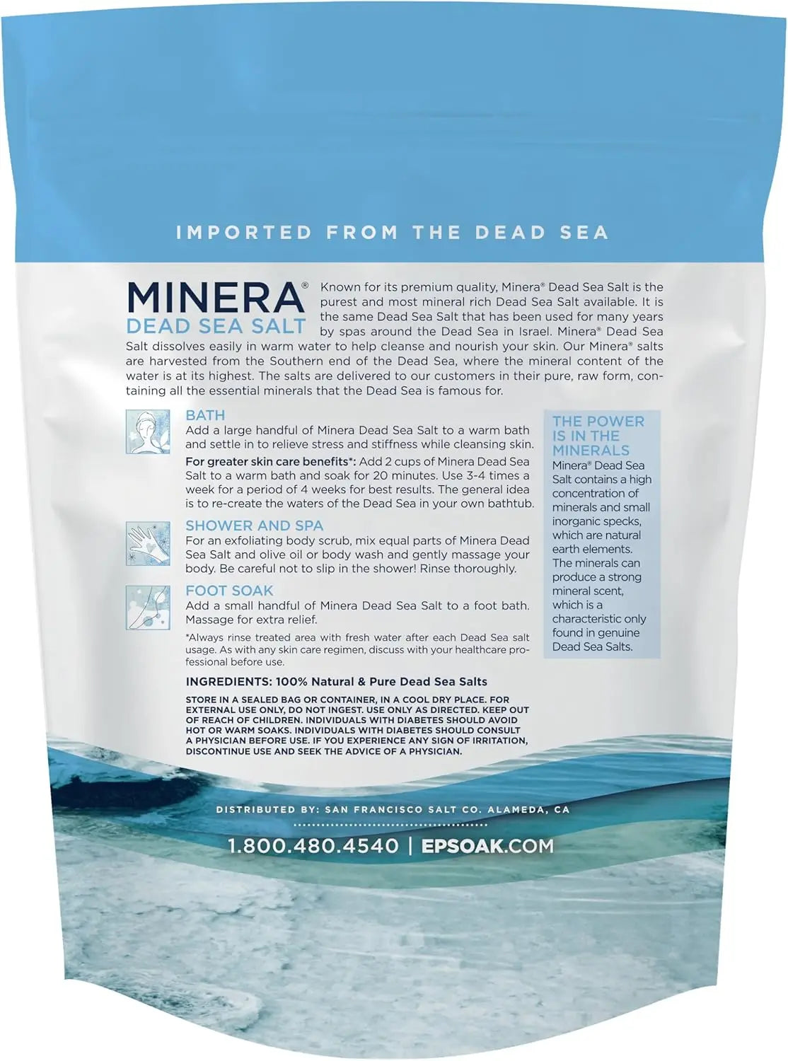 Dead Sea Salt for Bath & Soaking, Fine Grain, 2 lbs, 100% Pure & Natural, Fast-Dissolving, Unscented, Skin-Nourishing