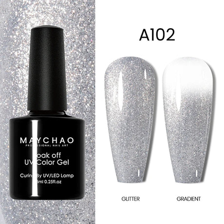 MAYCHAO Glitter Gel Nail Polish 7.3ml Semi-permanent Sequins Shiny Gel Base Top Coat Soak Off UV LED Varnish Nail Art Decoration