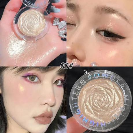3D Rose Highlighter Makeup Palette Face Contour Bronzer Shimmer Luxury High Gloss Crystal Brighting Korean Illuminator Makeup