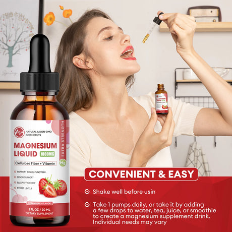 MINCH Magnesium Glycinate Liquid Drop,Sleep Support Vegan Non-GMO Support Bone & joints Health Promote Muscle & Nerve Health