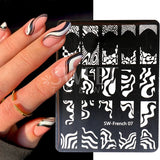 French Line Nail Stamping Plates Love Heart Flower Leaf Mold Steel Geometry Nail Art Gel Printing Stencils Template Tools Decor