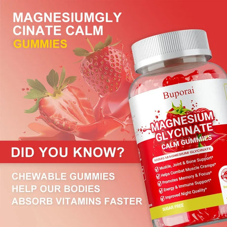 Magnesium Glycinate Gummies - Improve Sleep, Promote Physical and Mental Relaxation, and Reduce Leg Cramps and Muscle Pain