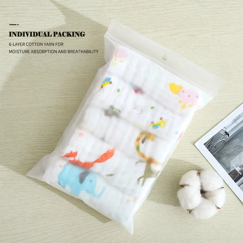 5 PCS Lot Muslin 6 Layers Cotton Soft Baby Towels Baby Face Towel Handkerchief Bathing Feeding Face Washcloth Wipe Burp Cloth