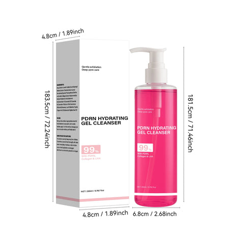 PDRN Hydrating Gel Cleanser, Salmon Pink Foam Cleansing Gel with PDRN & Collagen,Deep Cleansing,Gentle and Non-irritating, 200ml