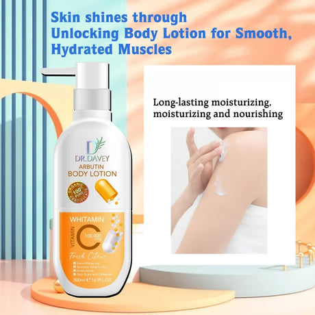DR.DAVEY Arbutin Body Lotion 500ml Large-capacity Body Lotion with Lasting Fragrance, Refreshing and Moisturizing, Non Greasy