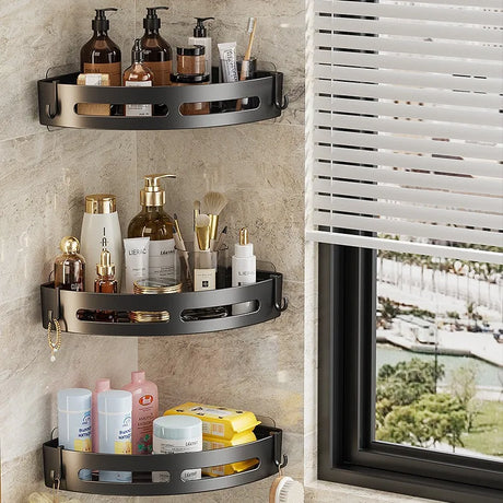 NEW 3/2/1 PCS Adhensive Bathroom Shampoo Holder Shower Caddy Shelves Storage No Drill Shelf Corner Towel Holder Shelves For