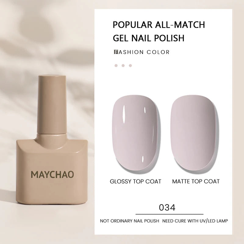 MAYCHAO Gel Nail Polish 12ML Full Coverage Base Top Coat Soak Off Gel Polish UV LED Gel Semi Permanent Varnishes Design Nail Art