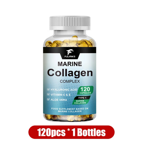 Marine Collagen Complex Capsules, Hydrolyzed Peptides for Skin Elasticity, Hair, Nails, Joint & & Bones Health, Glowing Beauty