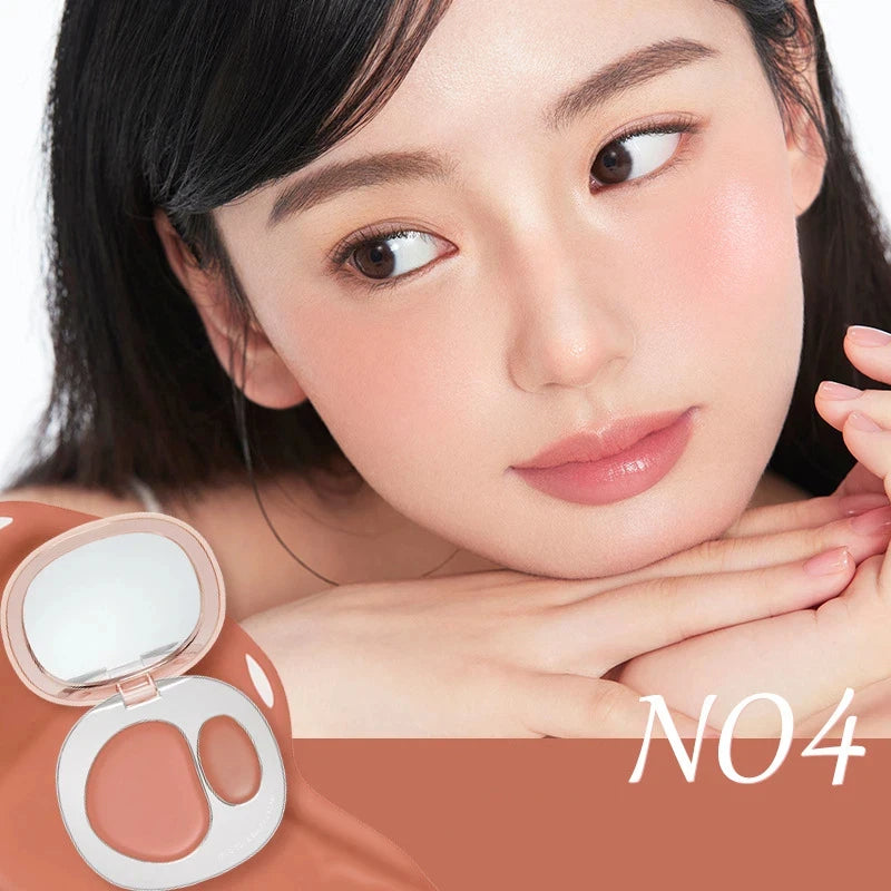 Foreverkey Double Color Blush Plate Water Light Blusher Highlight Cream Long Lasting Natural Brighten Peach Pink Rouge Makeup