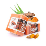 Turmeric Soap with Plant Essential Oils, Handmade Cleansing Bar for Face & Body, Ginger-Infused Traditional Formula