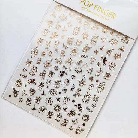 Sliver Bronzing 3D Christmas Nail Art Decoration Sticker Sparkly White Colorful Glitter Geometry Snowflake Winter Slider Foil