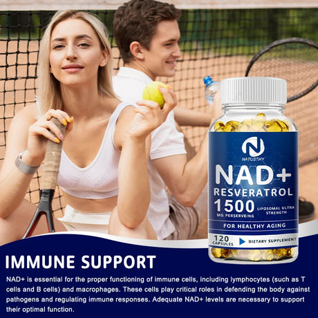 1500MG NAD+ Supplement - With Trans-Resveratrol, Natural Energy, Anti-aging & Cellular Health, Strengthens The Immune System