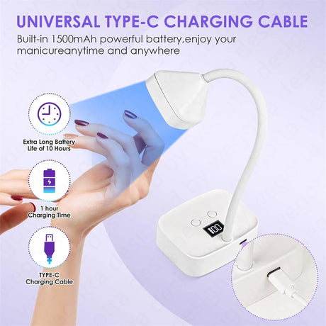 Rechargeable Sun UV Led Nail Lamp Professional UV Light for Gel Nails, Mini Nail Dryer LED UV Light Lamp for Nail Art Salon