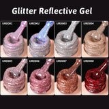 UR SUGAR 15ml Chameleon Pink Purple Reflective Gel Nail Polish Glitter Gorgeous Semi Permanent Soak Off UV Gel For Nail Art