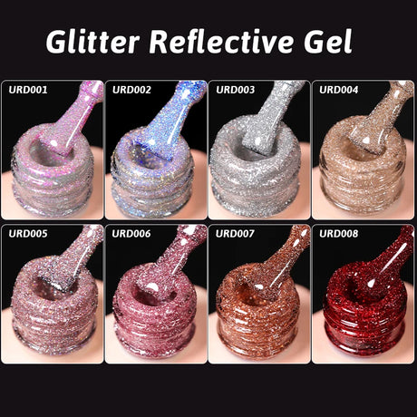 UR SUGAR 15ml Chameleon Pink Purple Reflective Gel Nail Polish Glitter Gorgeous Semi Permanent Soak Off UV Gel For Nail Art