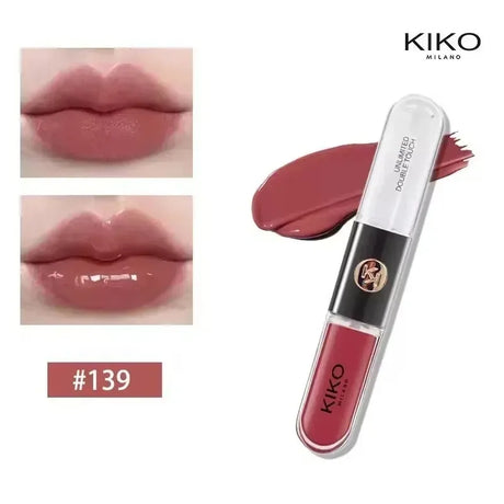 Kiko Double Headed Lipstick Transparent Mirror Non Fading Non Stick Cup Lip Gloss Milk Tea Bean Paste Naked Nature Lip Makeup