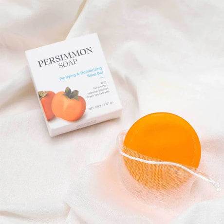 100g Persimmon Soap Bar Natural Handmade Facial Body Cleansing Soap Moisturizing Nourishing Gentle Exfoliating Daily Skincare