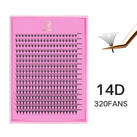 MAYOOC 320 Fans Premade Volume Fans Pointy Base Medium Stem Sharp Thin PreMade Russian Volume Fan Eyelash Extensions Custom Logo